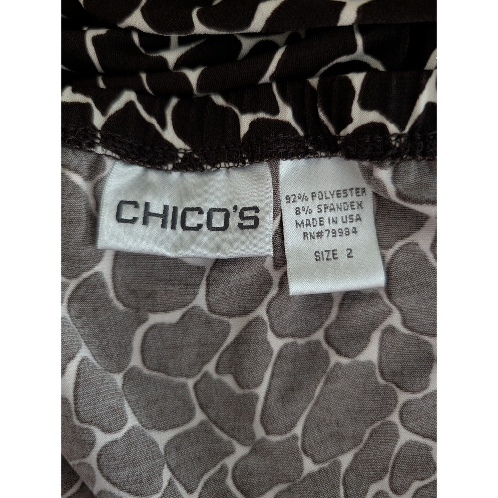 Chico's Midi Skirt Womens Size 2 Large Brown White Giraffe Animal Print Stretch - Picture 11 of 12